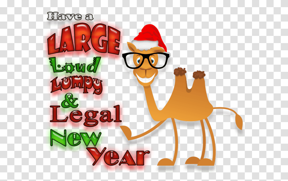 Cartoon Camel Wearing Glasses And A Santa Hat Pointing Cartoon, Mammal, Animal, Label Transparent Png