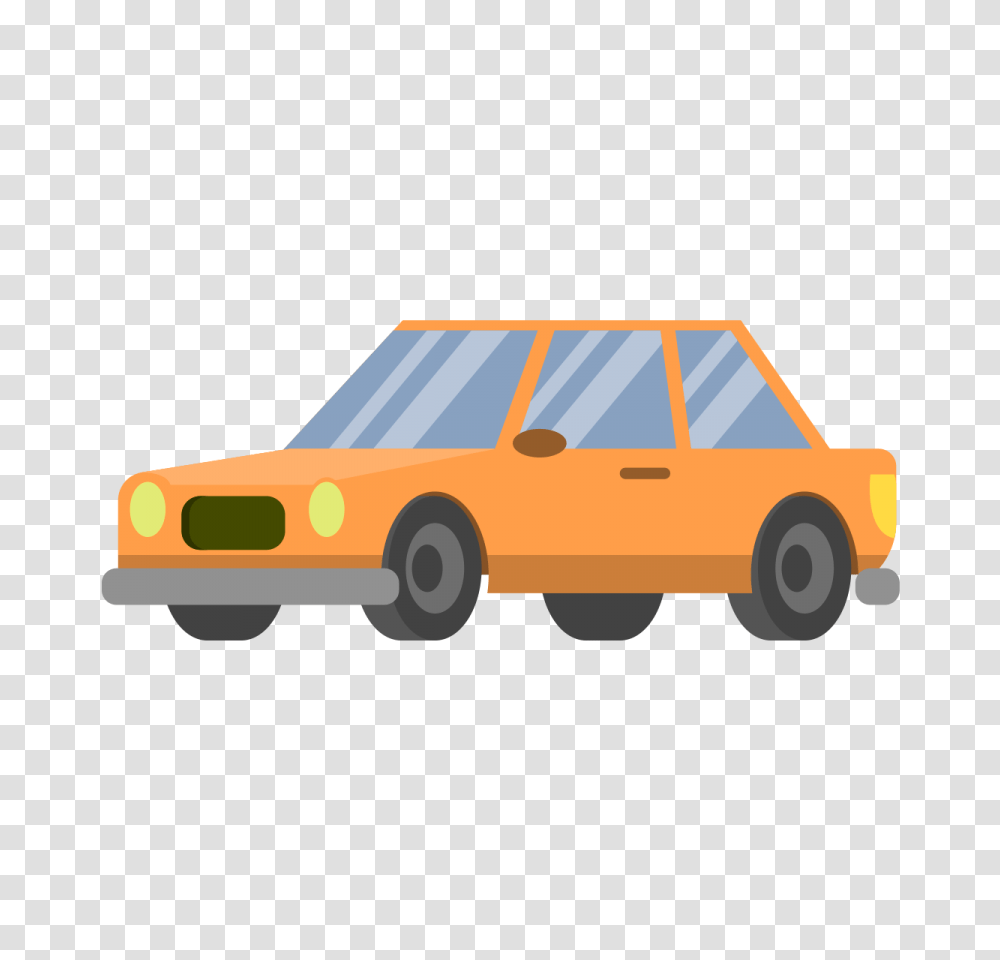 Cartoon Car Icon Orange Color Background Image, Vehicle, Transportation, Automobile, Taxi Transparent Png