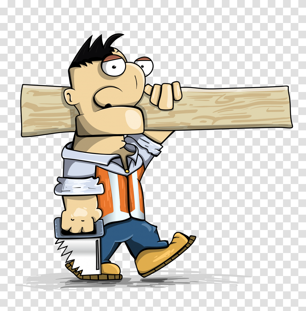 Cartoon Carpenter Free Vectors For Download, Gun, Weapon, Weaponry, Wood Transparent Png