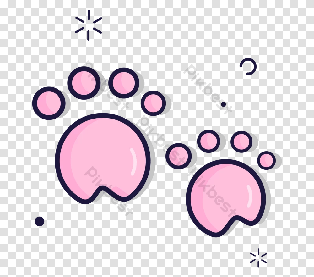 Cartoon Cat Paw Print Icon Vector Dot, Footprint Transparent Png