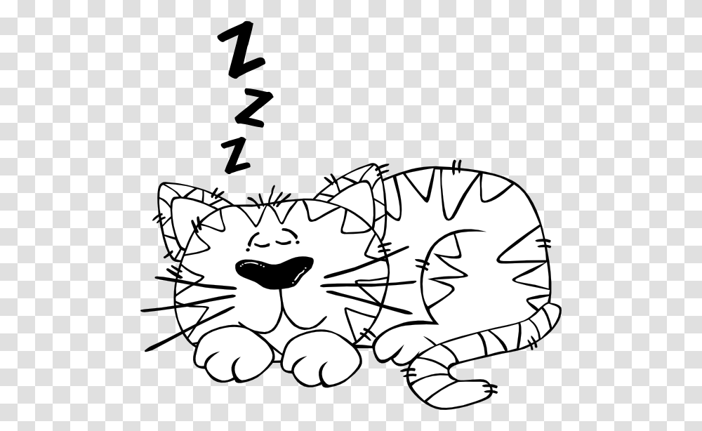 Cartoon Cat Sleeping Outline Clip Art Free Vector, Bird, Animal, Stencil Transparent Png