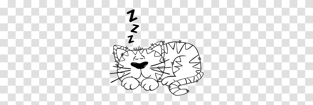 Cartoon Cat Sleeping Outline Clip Art, Doodle, Drawing, Stencil Transparent Png