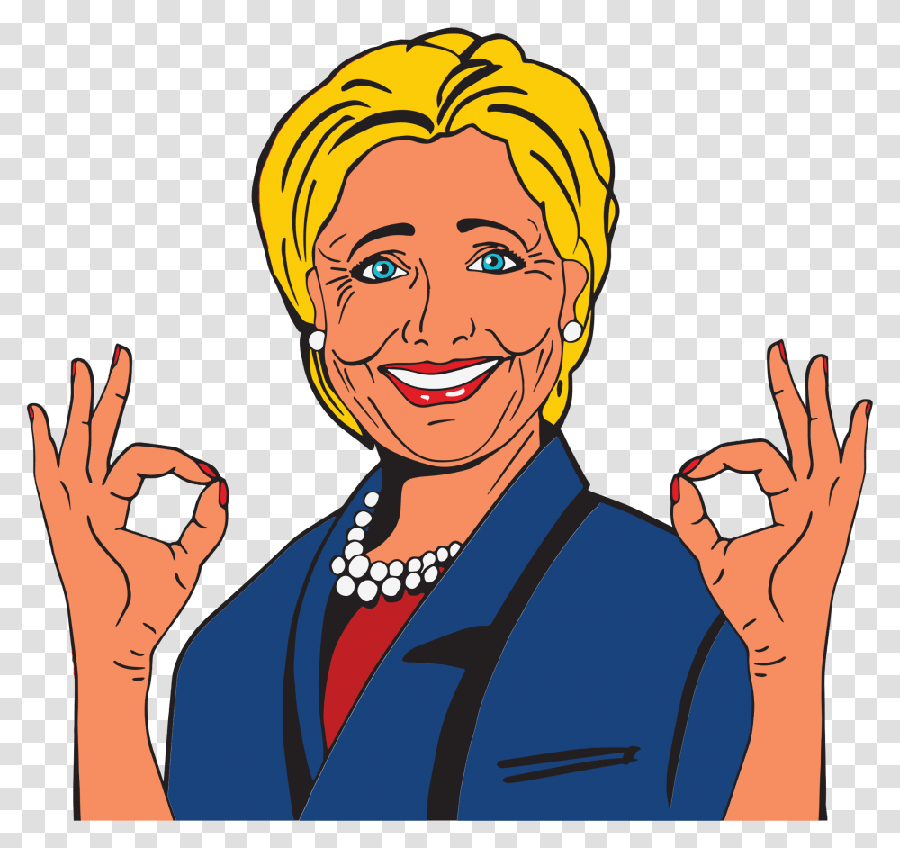 Cartoon Celebrity Comic Female Hillary Clinton Cartoon Image Of Hillary Clinton, Hand, Person, Human, Face Transparent Png
