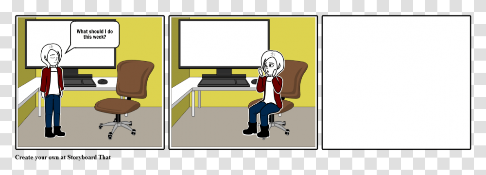 Cartoon, Chair, Furniture, Person, Screen Transparent Png