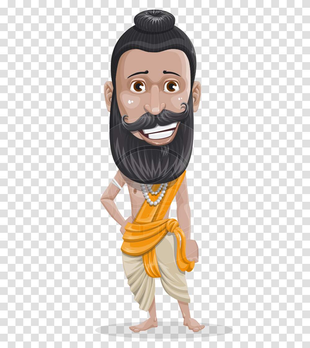 Cartoon Character Of Indian Priest, Face, Person, Human Transparent Png