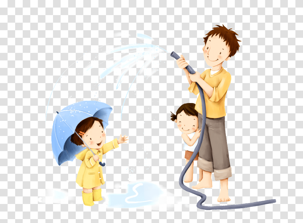 Cartoon Character Playing With Water Spray Free Download, Person, Human, Apparel Transparent Png