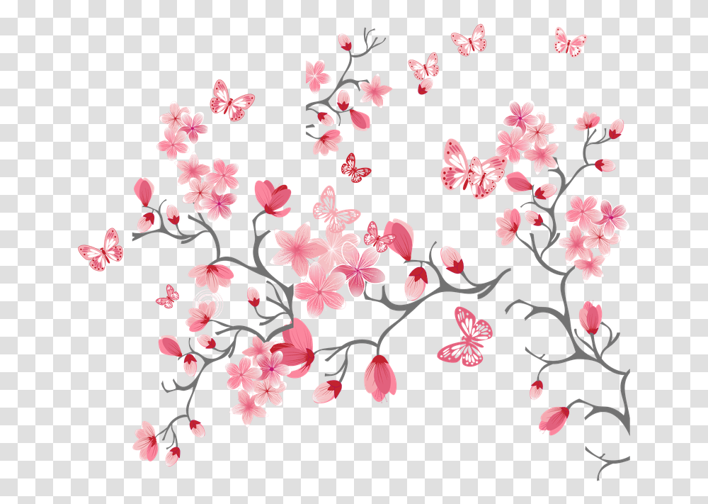 Cartoon Cherry Blossom Drawing, Flower, Plant, Pattern Transparent Png
