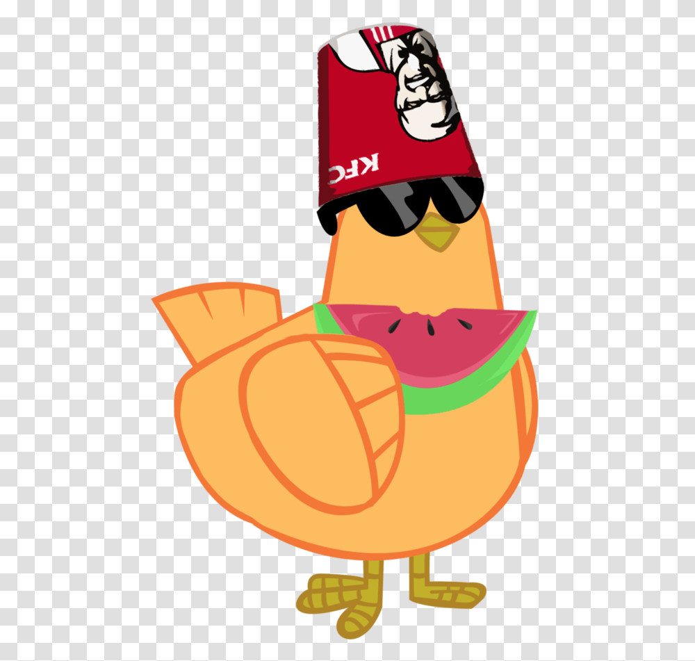 Cartoon Chicken With Glasses Scootaloo Chicken, Plant, Fruit, Food, Watermelon Transparent Png