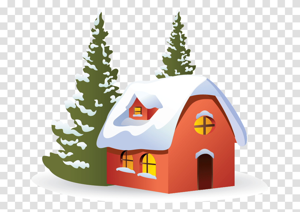 Cartoon Christmas House, Tree, Plant, Pine, Fir Transparent Png