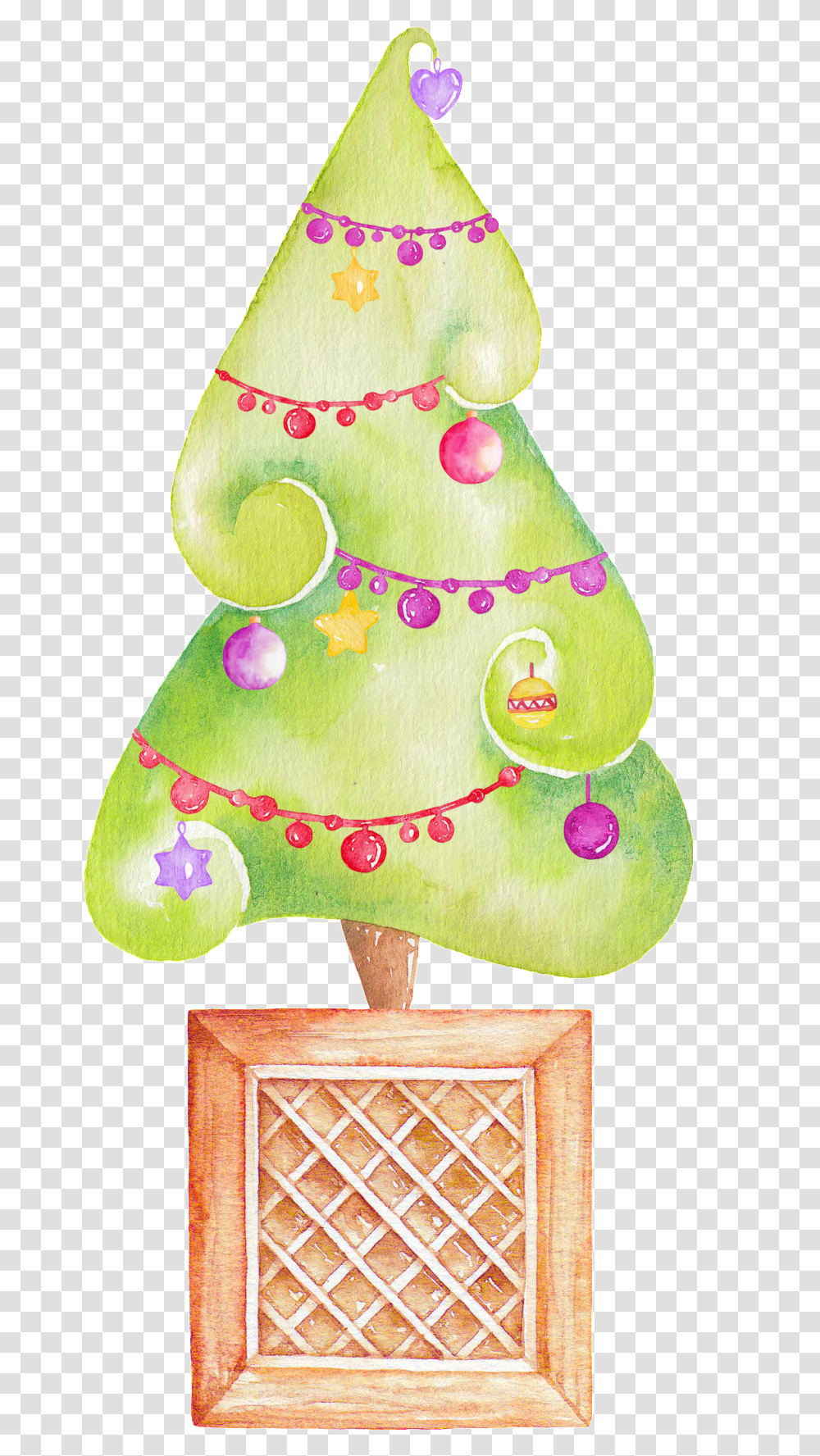 Cartoon Christmas Tree Christmas Tree, Plant, Ornament, Applique Transparent Png
