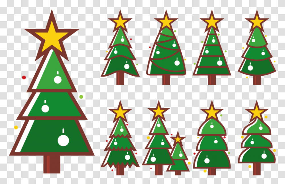 Cartoon Christmas Tree Vector Art Green Christmas Trees Vector, Plant, Ornament, Star Symbol, Snowman Transparent Png