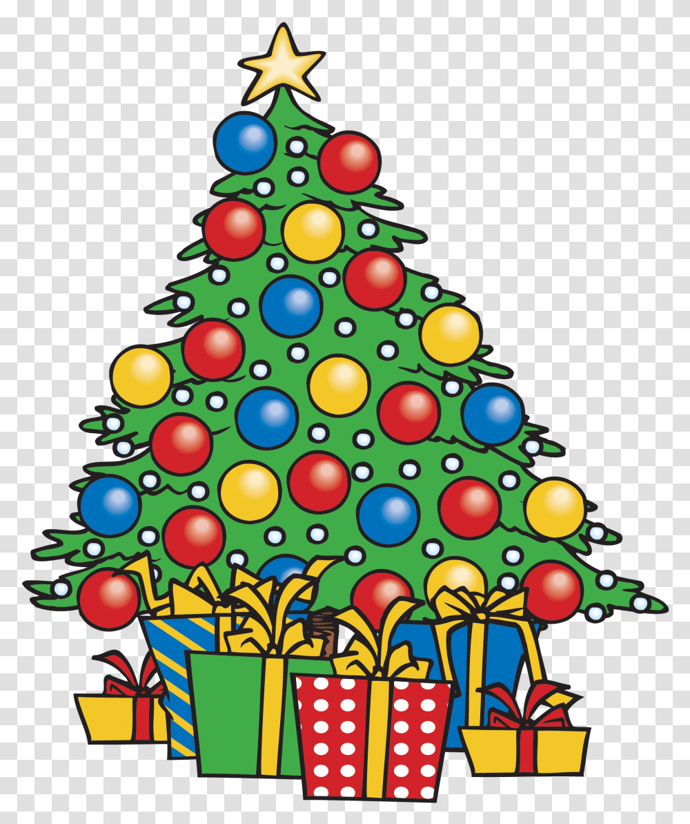 Cartoon Christmas Tree With Presents, Plant, Ornament, Doodle Transparent Png