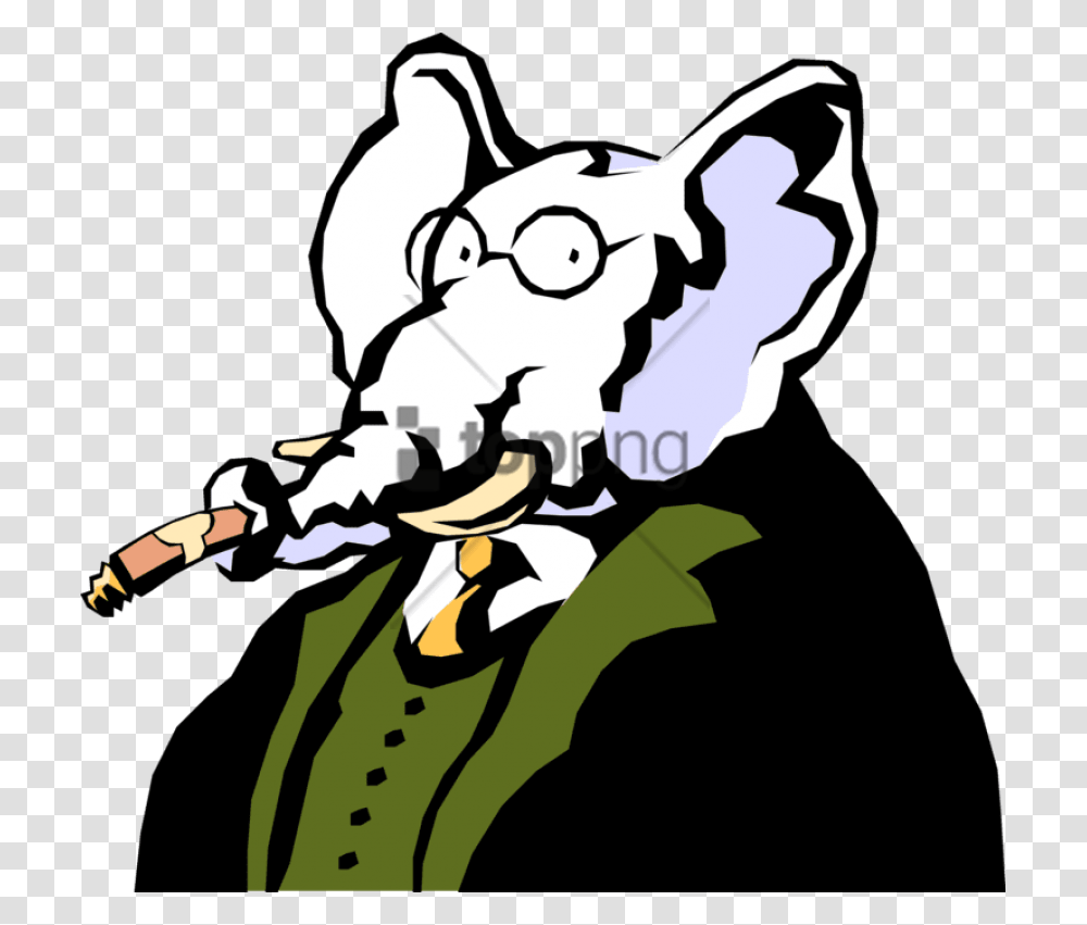 Cartoon Cigar Elephant Smoking A Cigar, Person, Human, Label Transparent Png