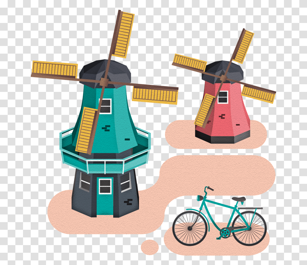 Cartoon City Amsterdam Cartoon, Wheel, Machine, Bicycle, Vehicle Transparent Png