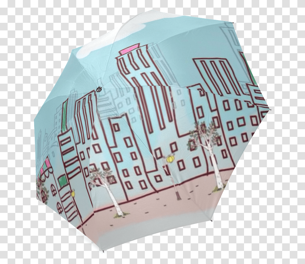 Cartoon City Foldable Umbrella Umbrella, Paper, Ball, Sphere Transparent Png