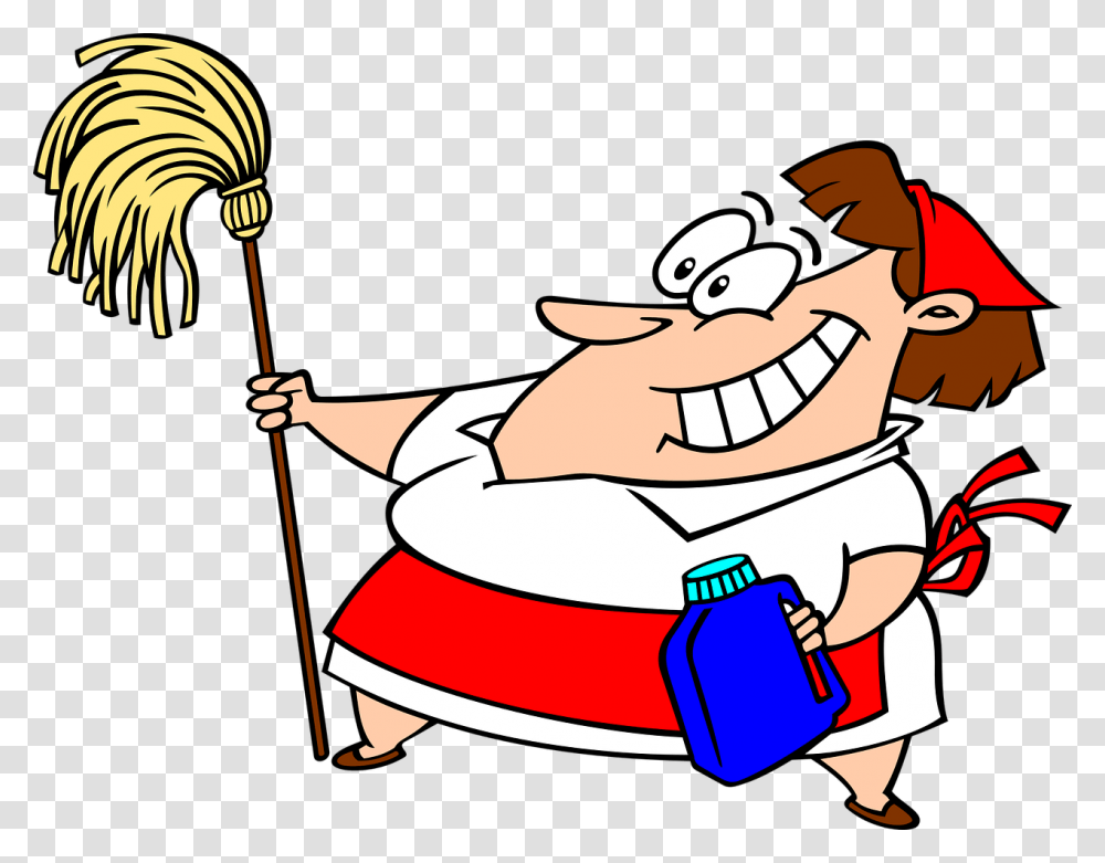 Cartoon Cleaning Comic Characters Lady Maid, Person, Human, Washing, Performer Transparent Png