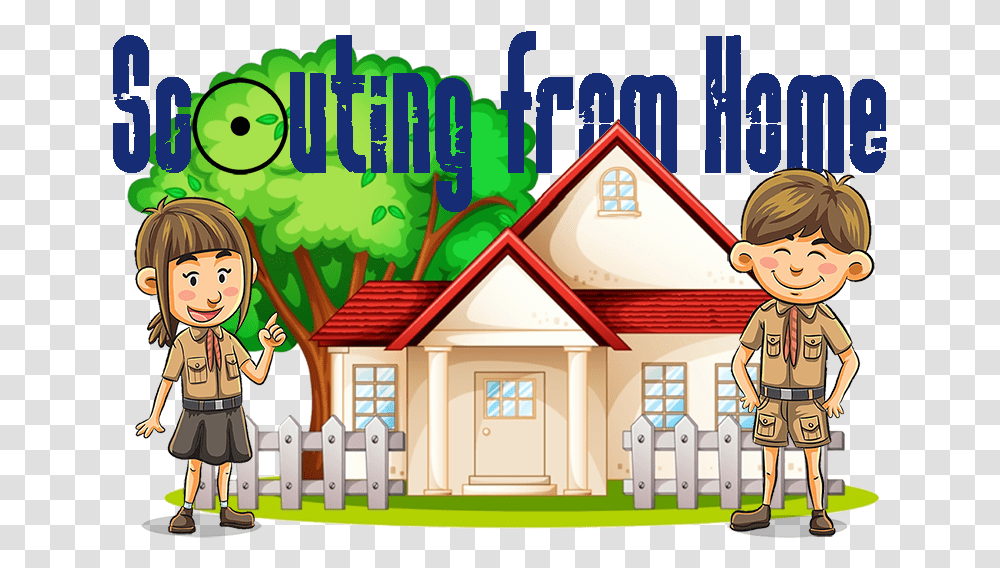 Cartoon Clipart House Tree With House Clipart, Neighborhood, Urban, Building, Person Transparent Png