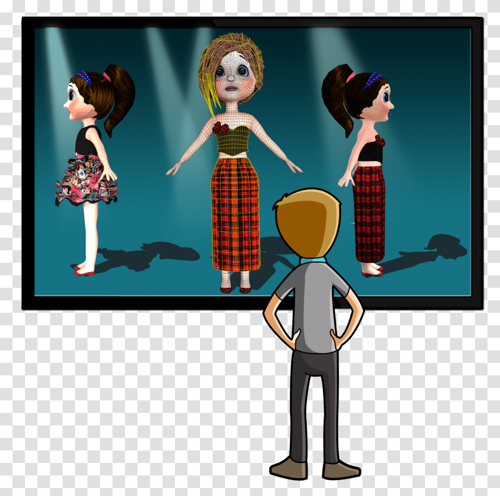 Cartoon, Person, Tartan, Dress Transparent Png