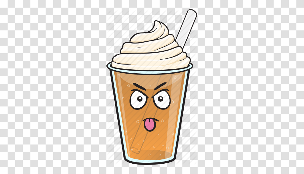 Cartoon Coffee Cup Emoji Iced Plastic Icon, Cream, Dessert, Food, Creme Transparent Png