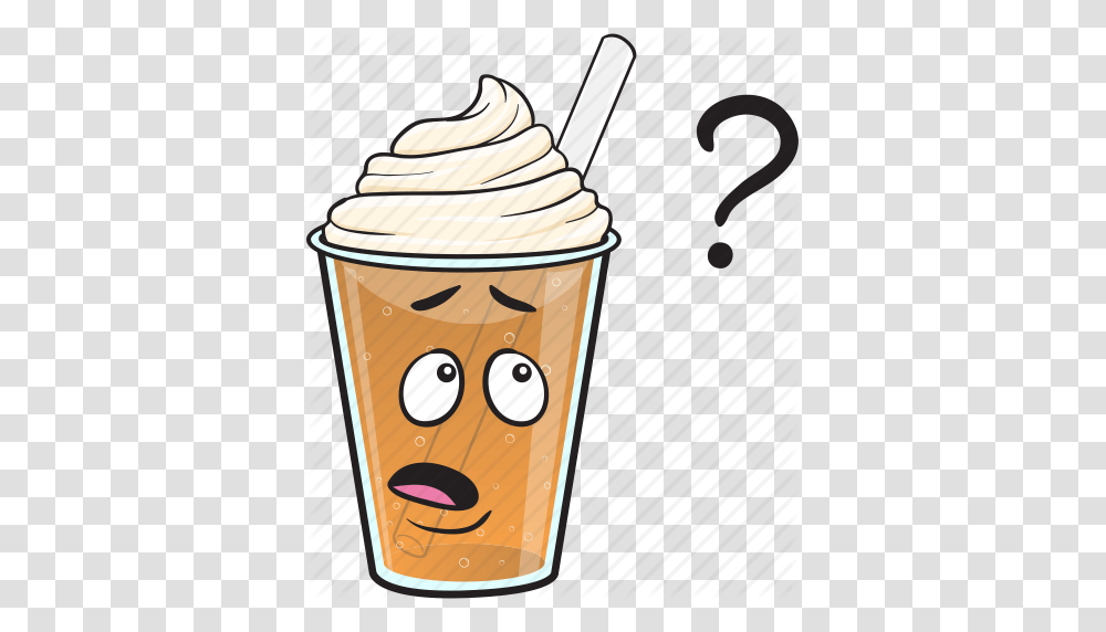 Cartoon Coffee Cup Emoji Iced Plastic Icon, Cream, Dessert, Food, Creme Transparent Png