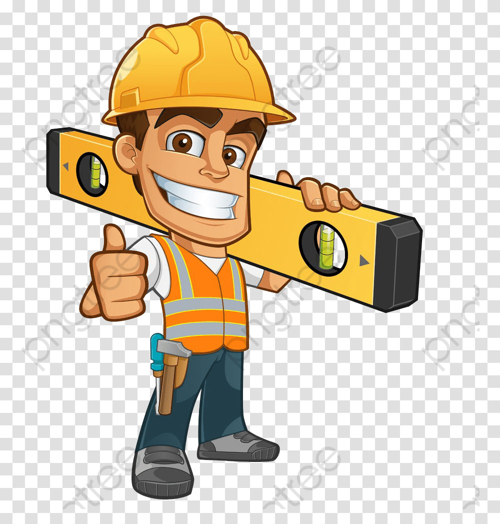 Cartoon Construction Worker, Person, Human, Helmet Transparent Png