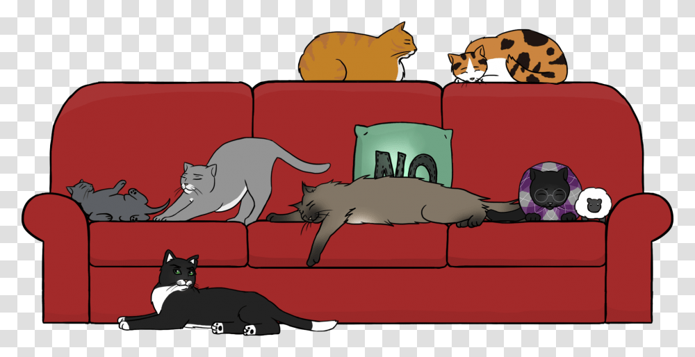 Cartoon, Couch, Furniture, Dog, Pet Transparent Png