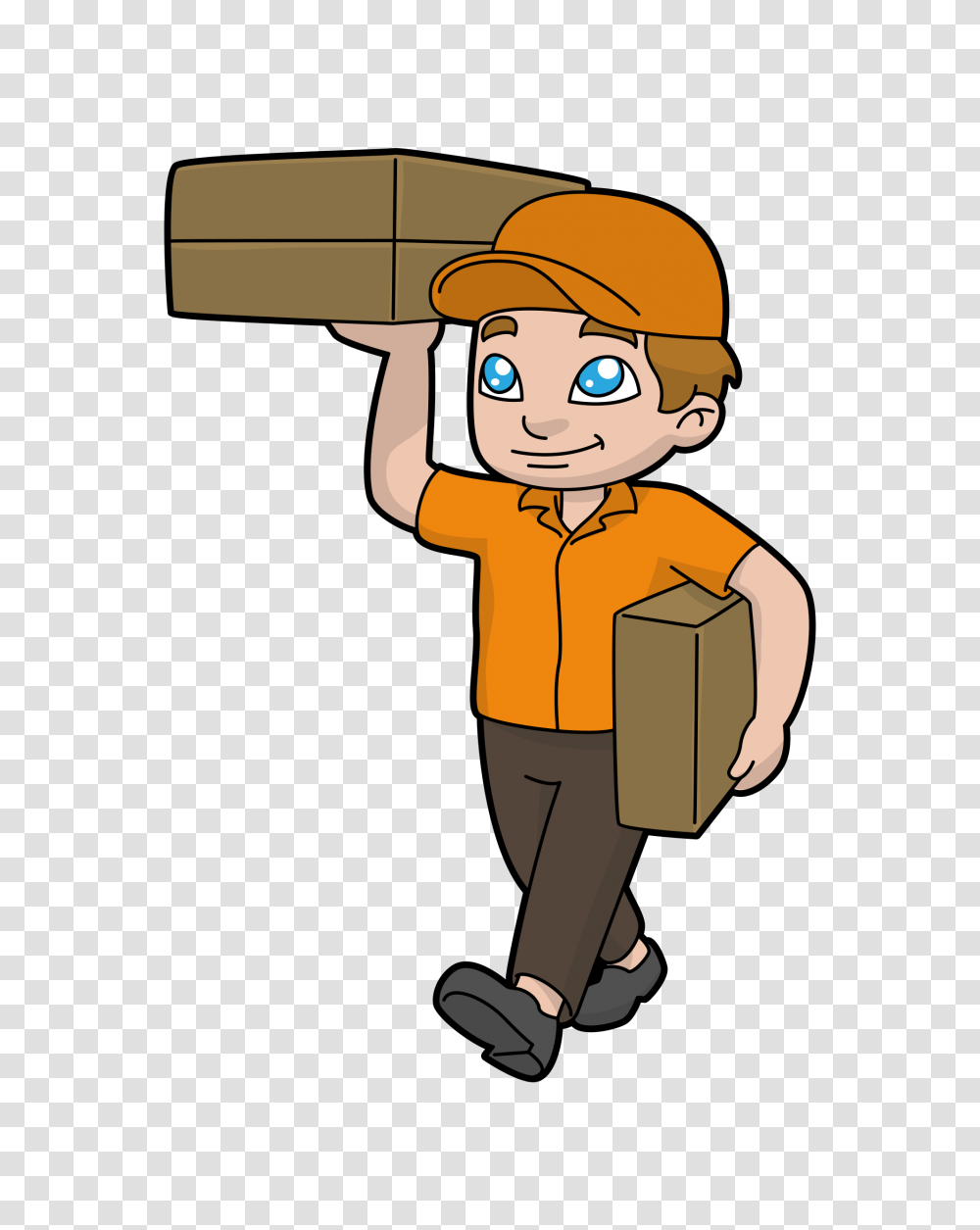 Cartoon Courier Man Delivering Packages, Apparel, Person, Human Transparent Png