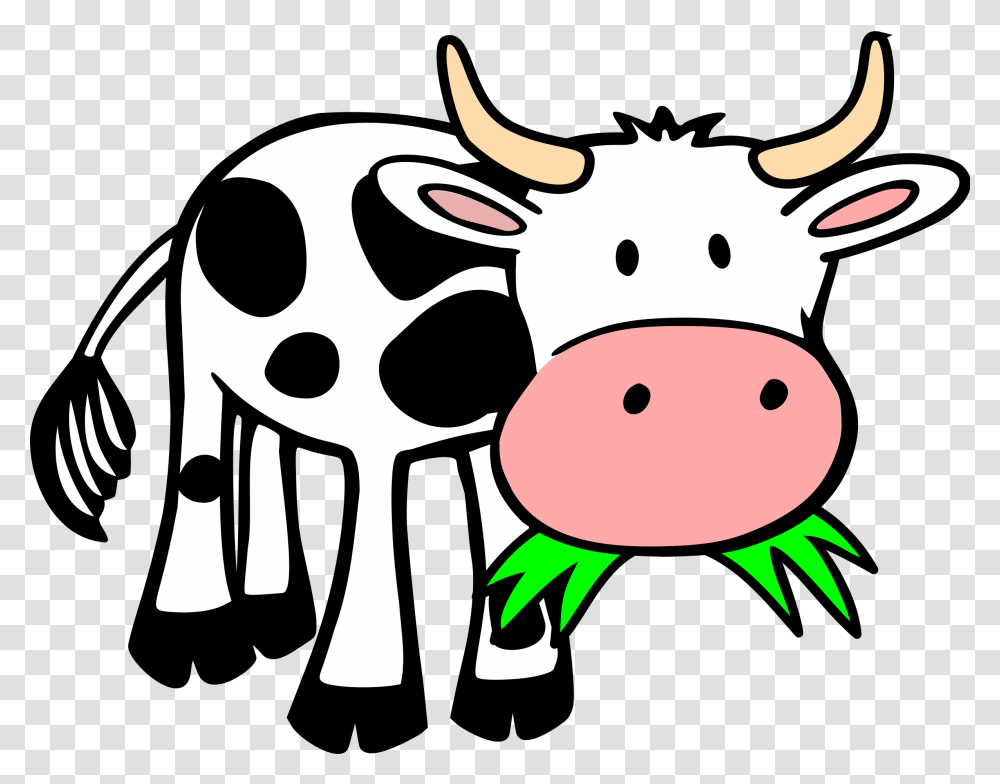 Cartoon Cow Eating Grass, Cattle, Mammal, Animal, Dairy Cow Transparent Png