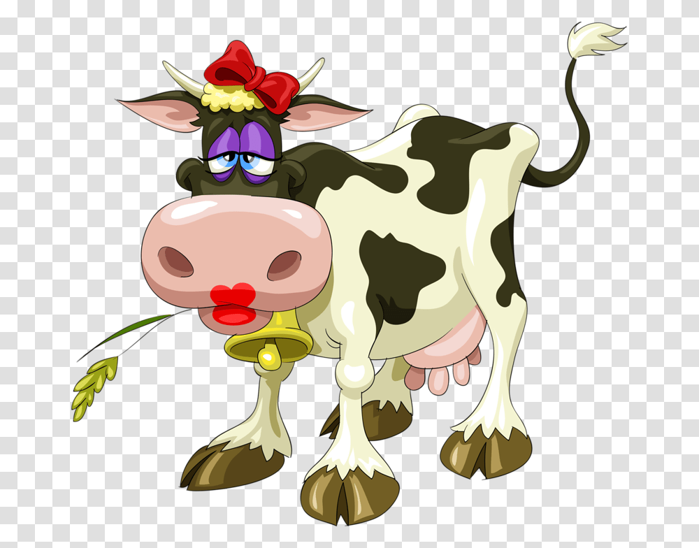 Cartoon Cow With Makeup, Cattle, Mammal, Animal, Dairy Cow Transparent Png