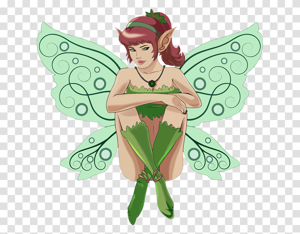 Cartoon Creature Fairy Female Fiction Flying Green Fairy Clip Art, Person, Human, Angel, Archangel Transparent Png