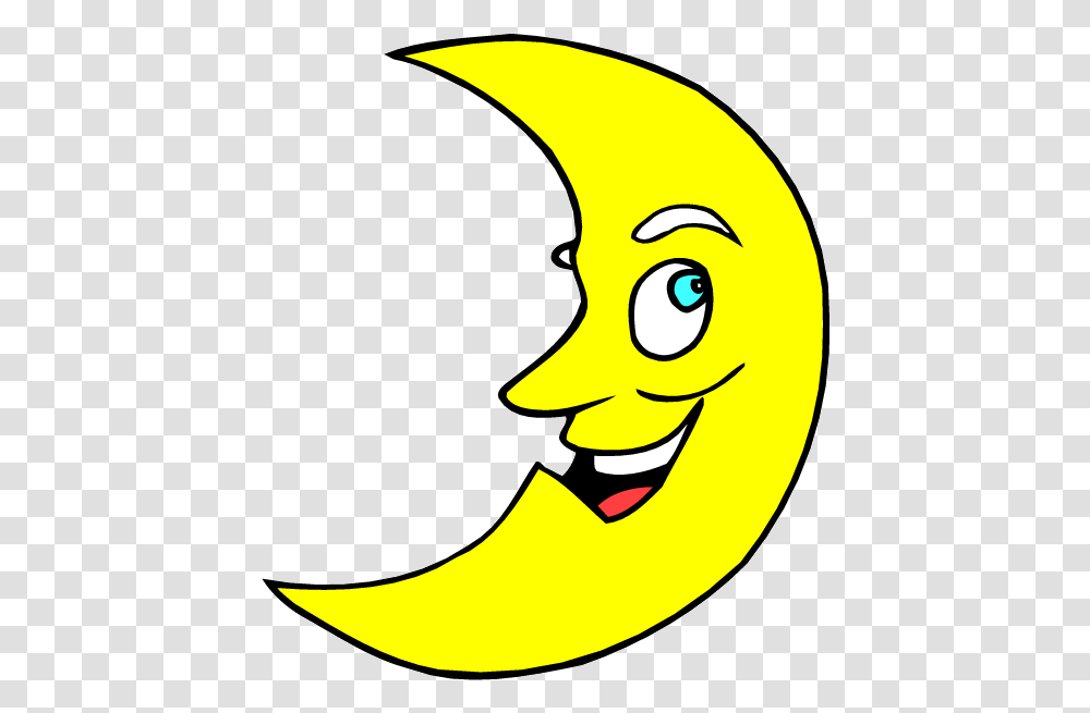 Cartoon Crescent Moon With A Funny Faces Free Clip Cliparts Moon, Plant, Fruit, Food Transparent Png