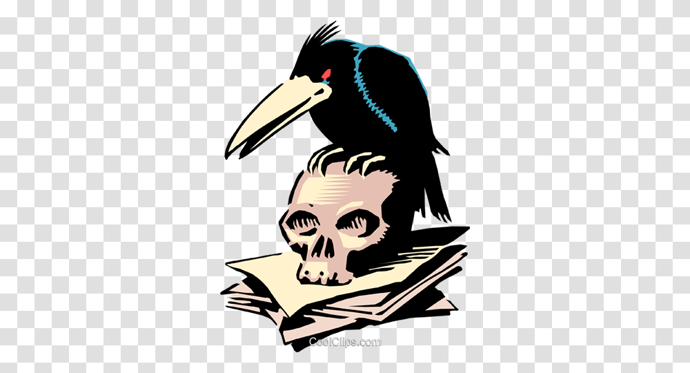 Cartoon Crow And Skull Royalty Free Vector Clip Art Illustration, Beak, Bird, Animal, Kiwi Bird Transparent Png