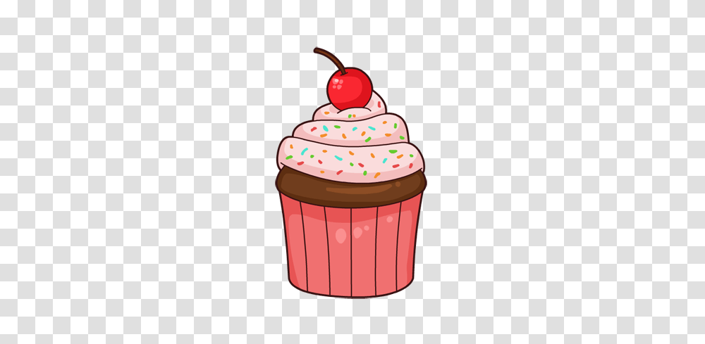 Cartoon Cupcake Pink, Cream, Dessert, Food, Creme Transparent Png