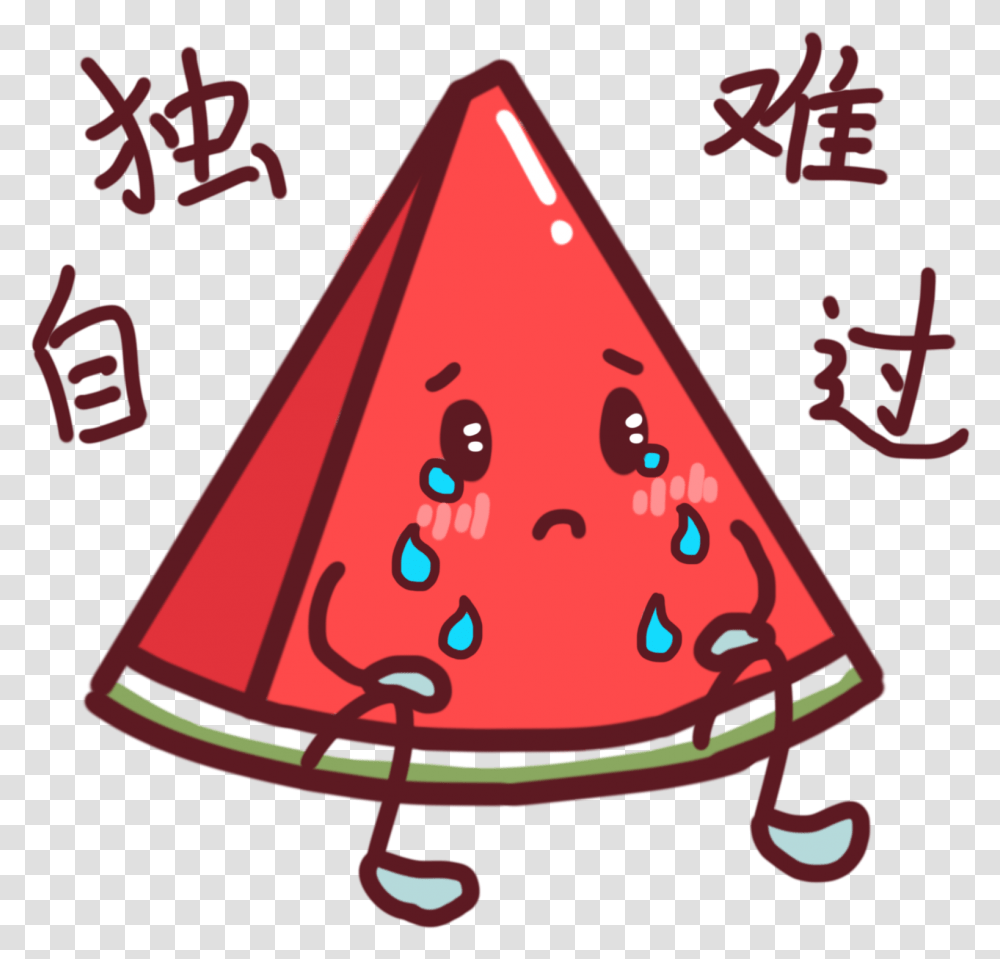 Cartoon Cute Watermelon Sad, Plant, Fruit, Food, Triangle Transparent Png