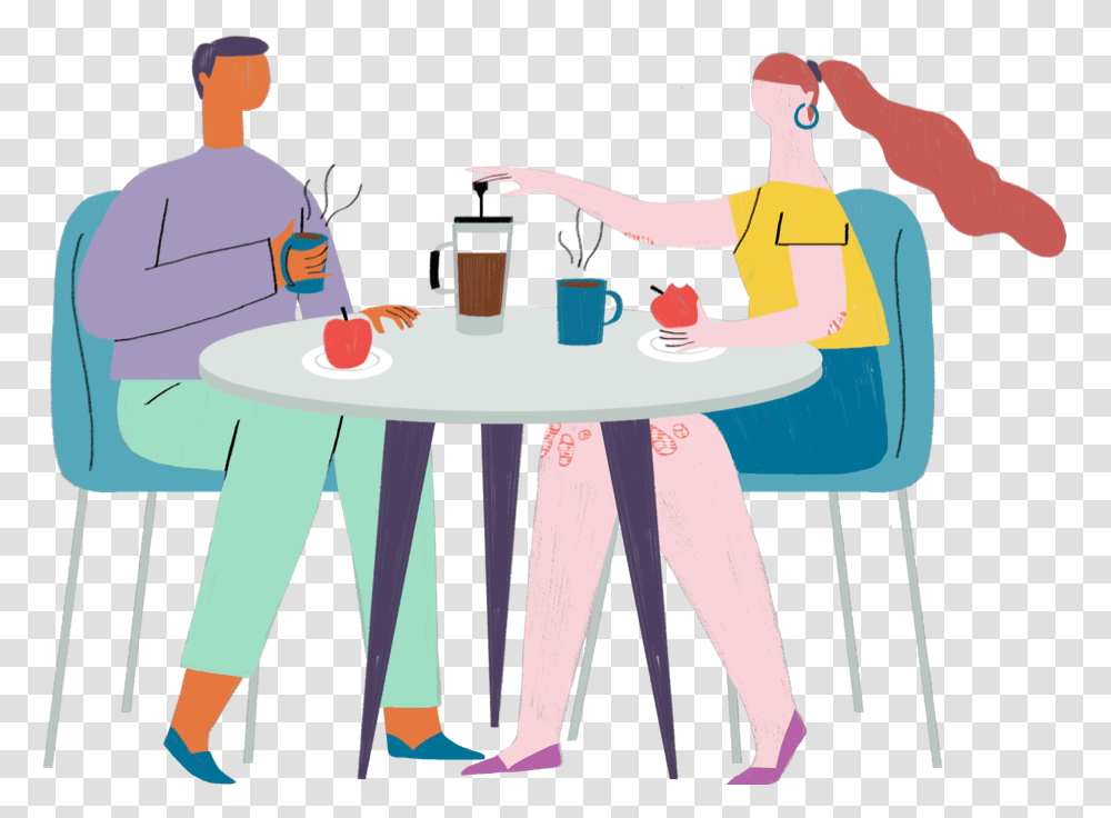 Cartoon, Dating, Person, Sitting, Waiter Transparent Png