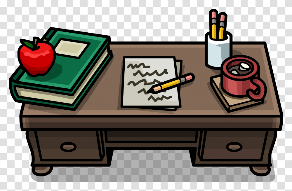 Cartoon Desk Icon Isolated Vector Image Cartoon Teachers Desk, Furniture, Table, Tabletop Transparent Png