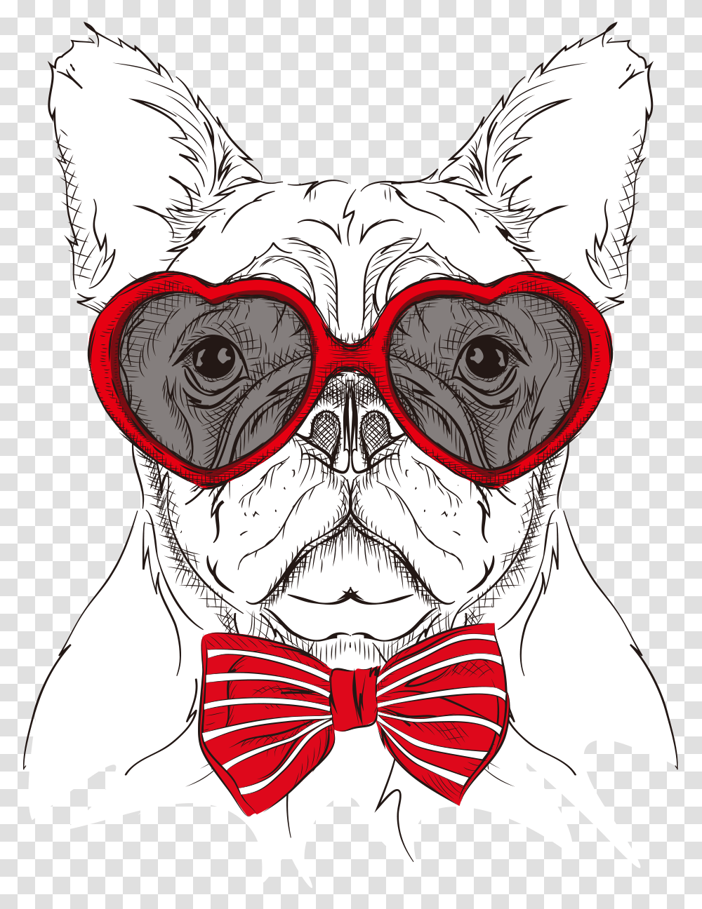 Cartoon Dog S Head Painted Glasses Bow Dog In Bowtie Clipart, Accessories, Accessory, Necktie, Person Transparent Png