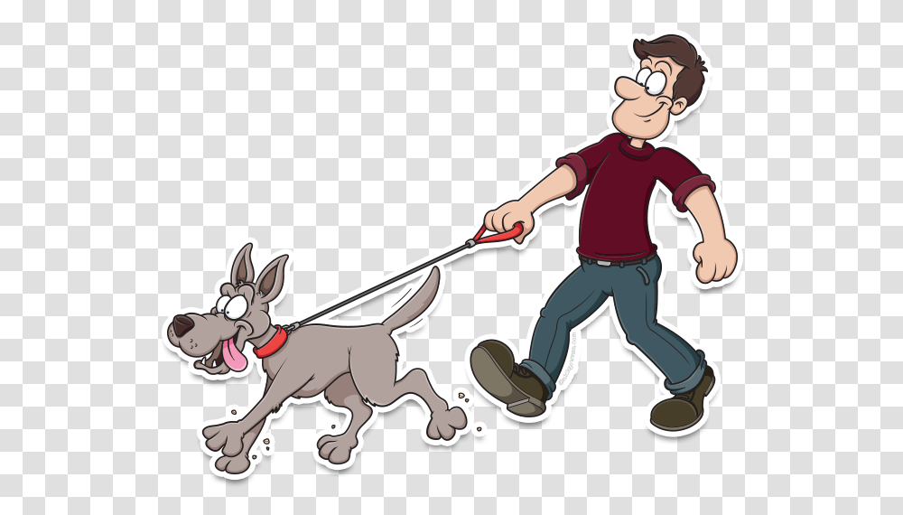 Cartoon Dog Walker Cartoon, Person, Human, People, Animal Transparent Png