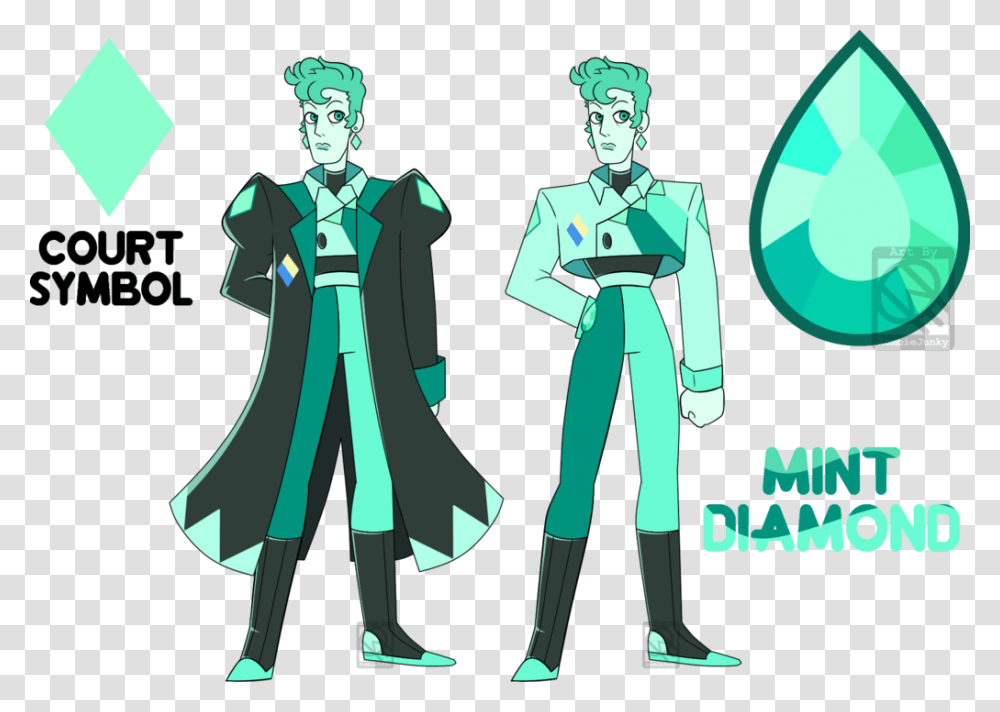 Cartoon Download Mint Diamond, Green, Sleeve, Costume Transparent Png