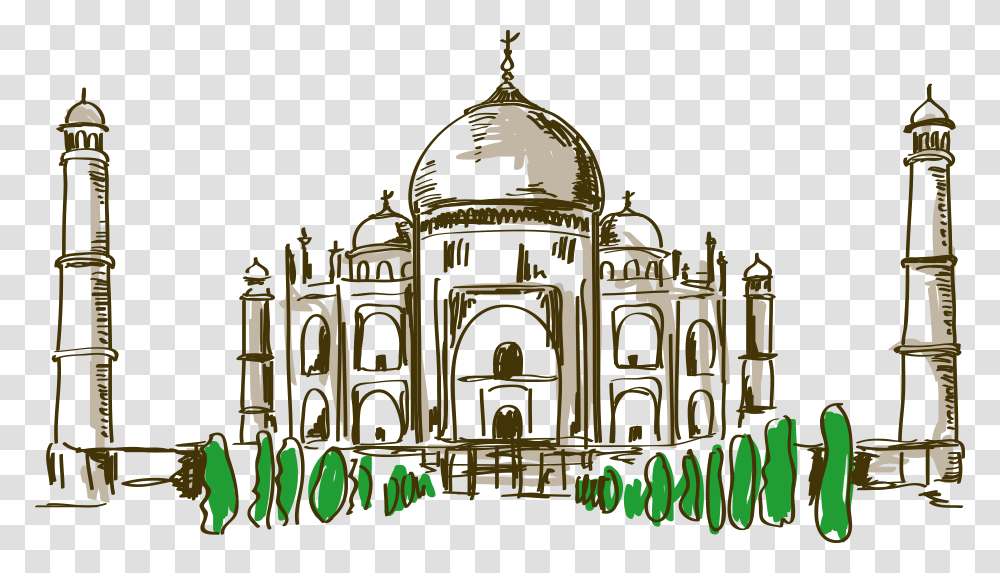 Cartoon Drawing At Getdrawings Easy Paintings Of Taj Mahal, Architecture, Building, Mansion, House Transparent Png