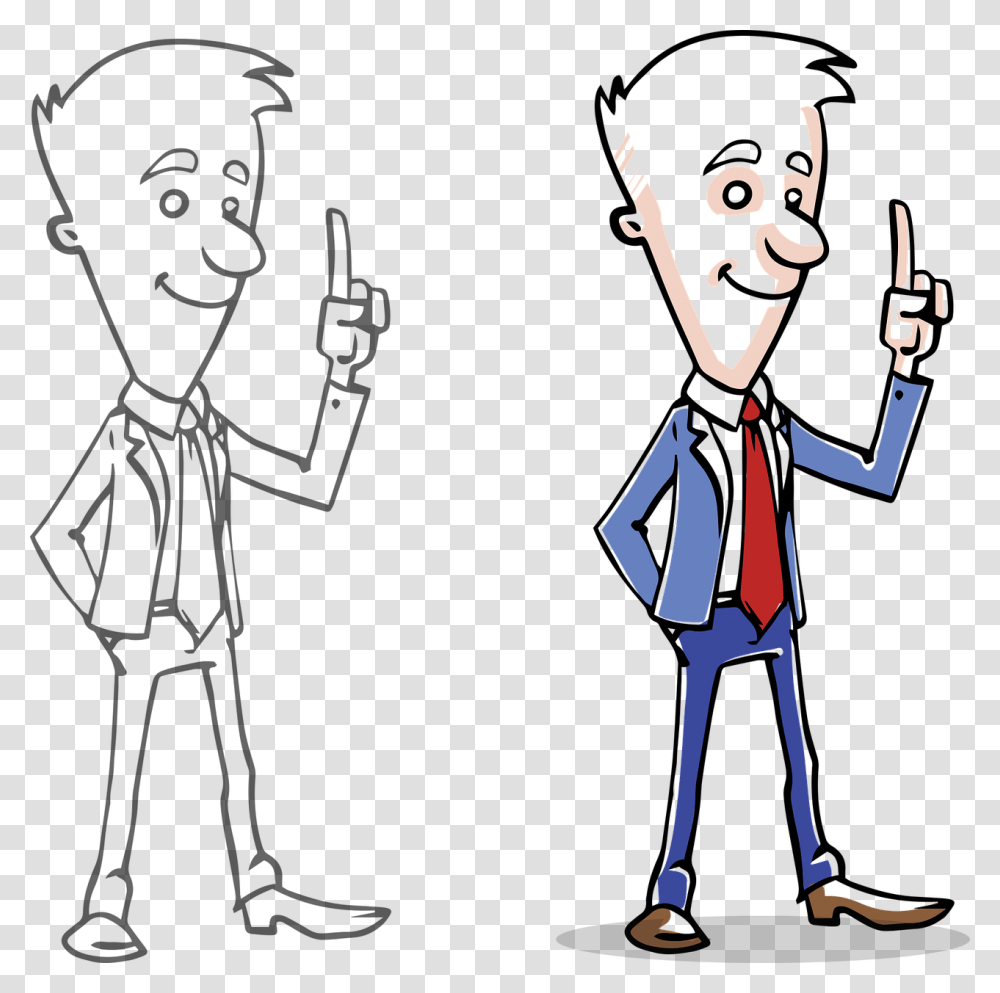 Cartoon Drawing Of Two Identical Managers One Is Drawn In Black, Person, Human, Performer, Juggling Transparent Png