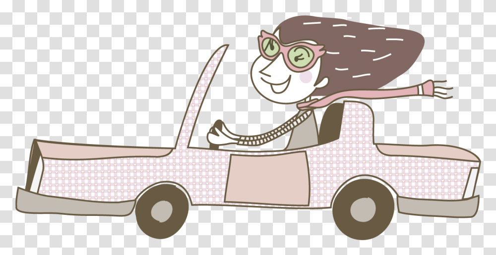 Cartoon Drawing Woman Illustration Women Driving Car Clipart, Vehicle, Transportation, Plant, Outdoors Transparent Png