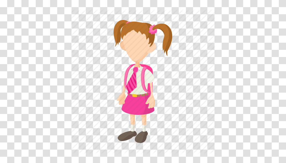 Cartoon Education Girl Kid School Student Uniform Icon, Female, Standing, Bird Transparent Png