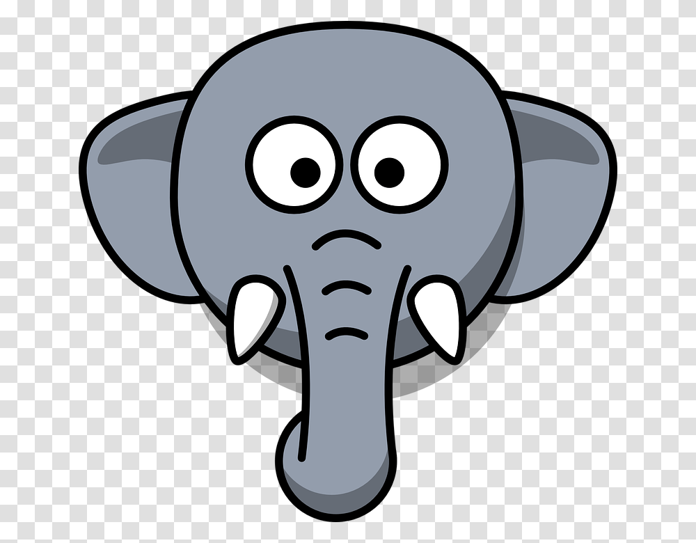 Cartoon Elephant Bw Clip Art, Mammal, Animal, Wildlife, Hook Transparent Png