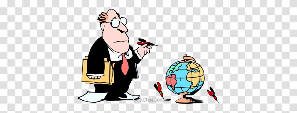 Cartoon Executive With Globe And Darts Royalty Free Vector Clip, Performer, Person, Human, Outer Space Transparent Png