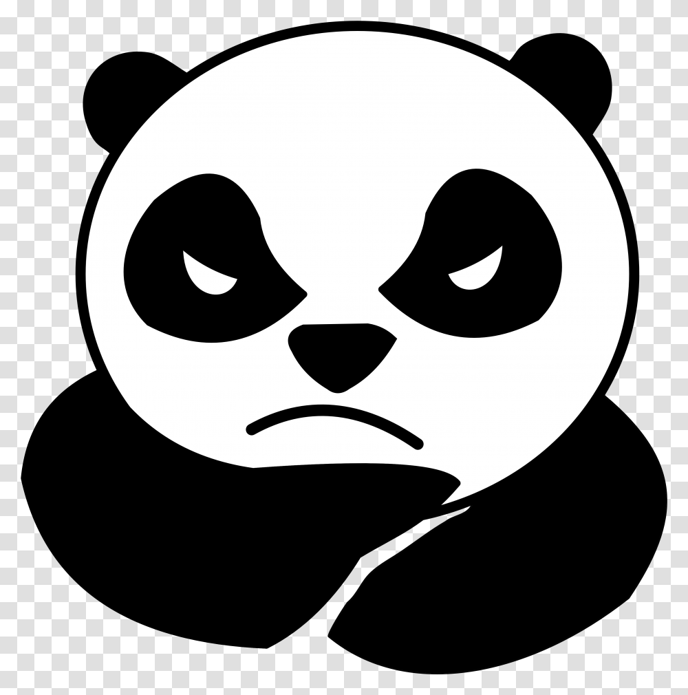 Cartoon Face Angry Panda, Stencil Transparent Png