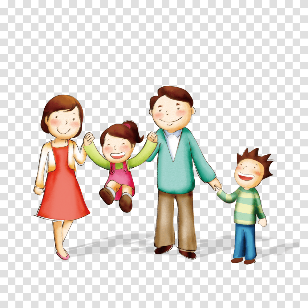 Cartoon Family Child Happiness, People, Person, Toy, Doll Transparent Png