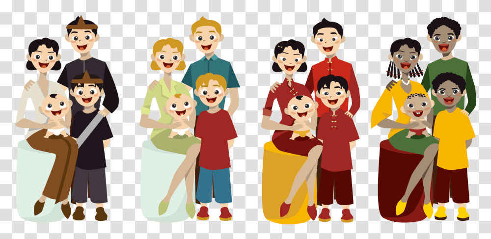 Cartoon Family Free Hq Image Clipart New Family Members Cartoon, People, Person, Human, Photography Transparent Png