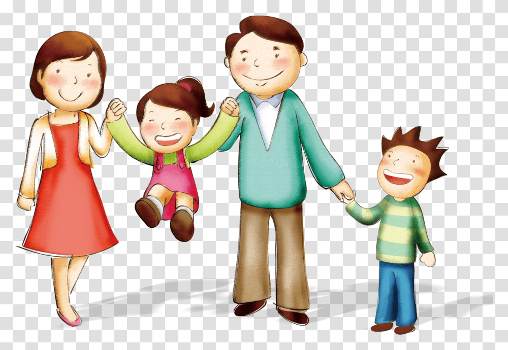 Cartoon Family Pic, Person, Human, People, Toy Transparent Png