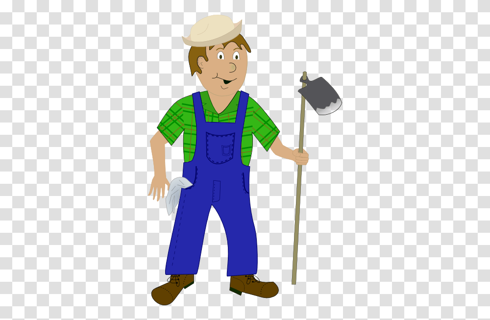 Cartoon Farmer With Hoe Clip Art, Person, Human, Tool, Costume Transparent Png